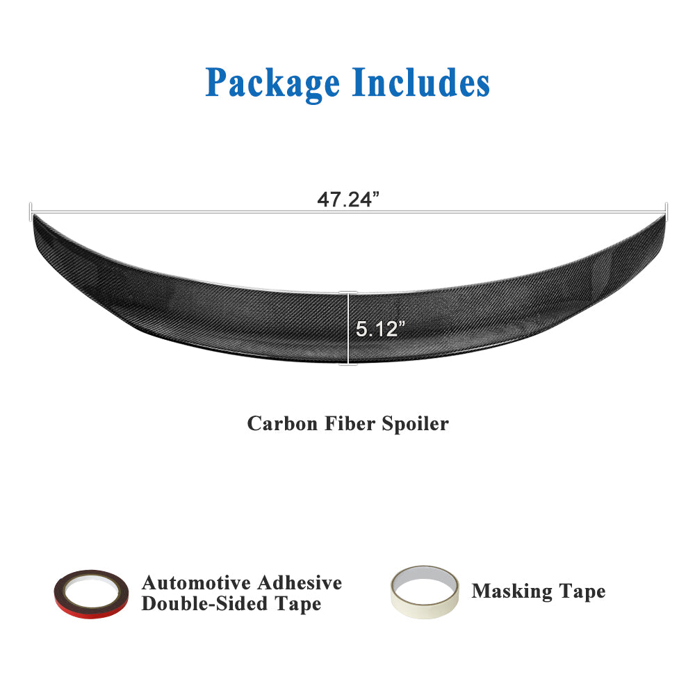 AeroBon Real Carbon Fiber Trunk Spoiler Compatible with 2017-2023 Infiniti Q60 Q60S Coupe Spoiler (SP Style) Sport Plus