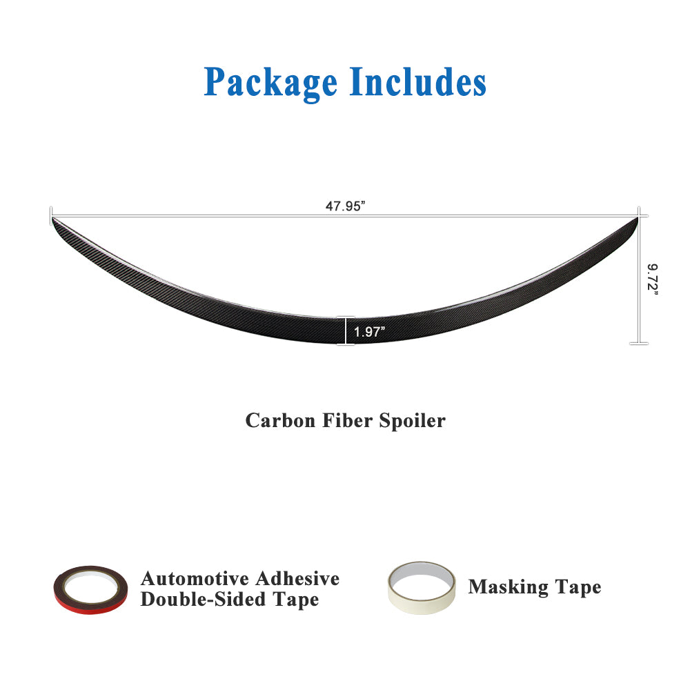 AeroBon Real Carbon Fiber Trunk Spoiler Compatible with 2024-2026 Tesla Model 3 Highland Rear Spoiler (OE Style)