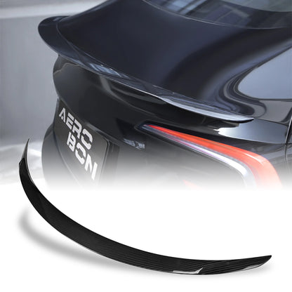 AeroBon Prepreg Dry Carbon Fiber Trunk Spoiler Compatible with 2024 2025 Tesla Model 3 Highland Spoiler (Performance Style) High Gloss