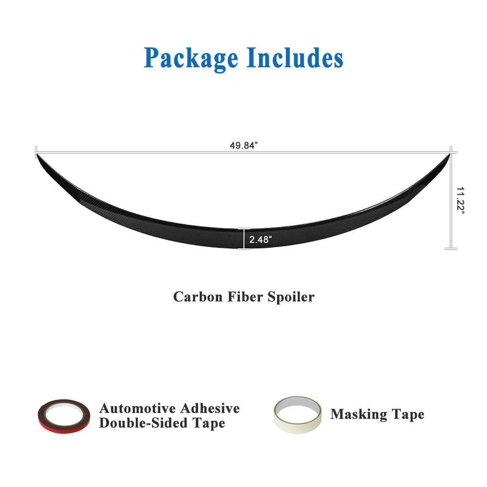 AeroBon Prepreg Dry Carbon Fiber Trunk Spoiler Compatible with 2024 2025 Tesla Model 3 Highland Spoiler (Performance Style) High Gloss
