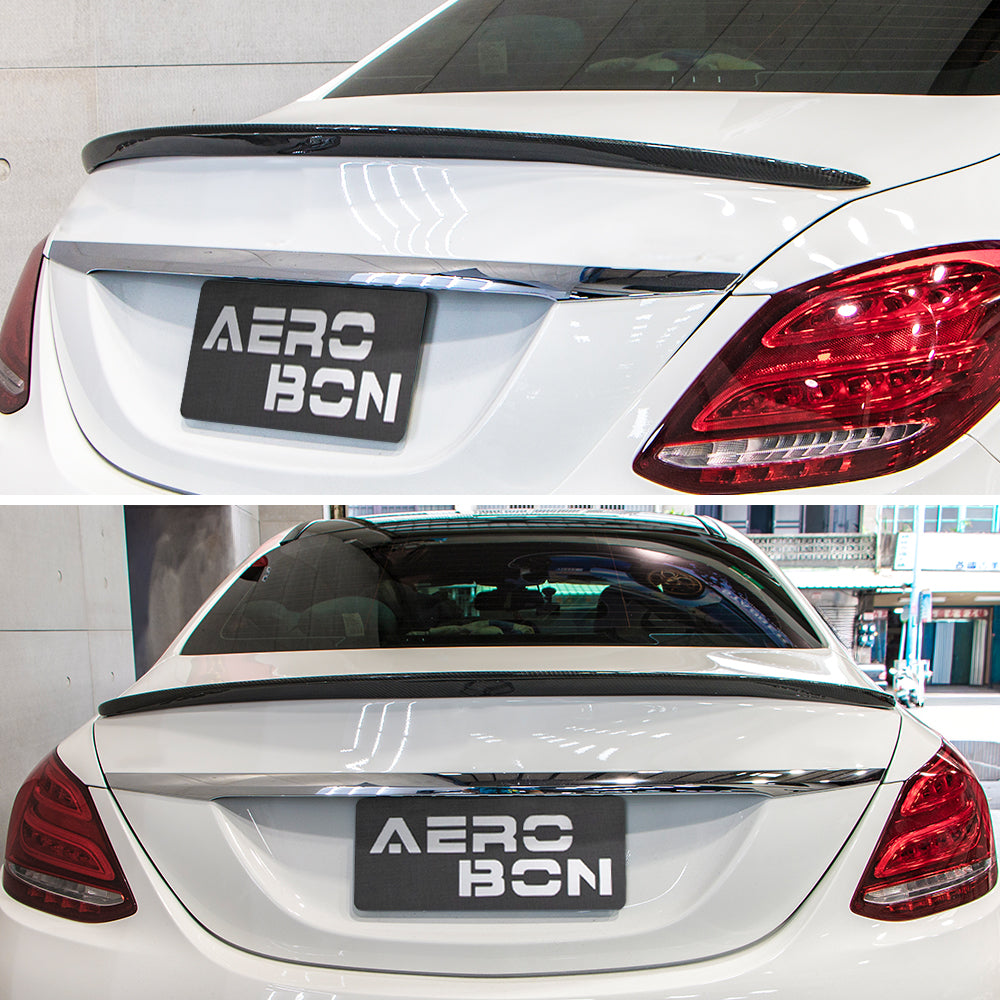 AeroBon Real Carbon Fiber Trunk Spoiler Compatible with 2015-2021 Mercedes C Class W205 Sedan Rear Spoiler (AL Style) Aero Line