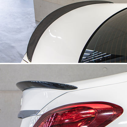 AeroBon Real Carbon Fiber Trunk Spoiler Compatible with 2015-2021 Mercedes C Class W205 Sedan Rear Spoiler (AL Style) Aero Line