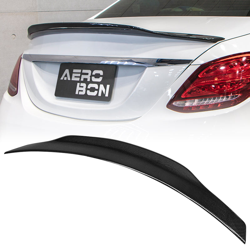 AeroBon Real Carbon Fiber Trunk Spoiler Compatible with 2015-2021 Mercedes C Class W205 Sedan Rear Spoiler (SP Style) Sport Plus