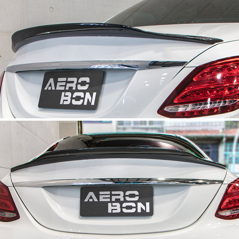 AeroBon Real Carbon Fiber Trunk Spoiler Compatible with 2015-2021 Mercedes C Class W205 Sedan Rear Spoiler (SP Style) Sport Plus