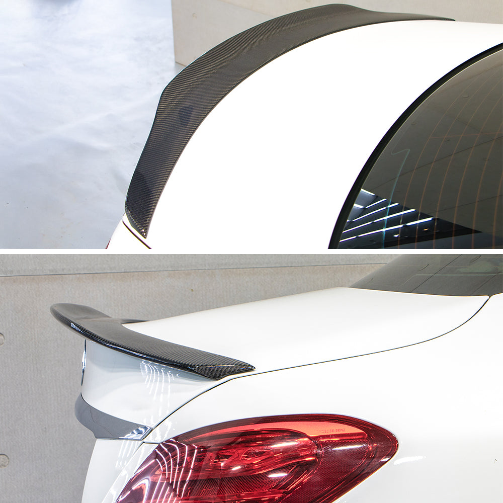 AeroBon Real Carbon Fiber Trunk Spoiler Compatible with 2015-2021 Mercedes C Class W205 Sedan Rear Spoiler (SP Style) Sport Plus