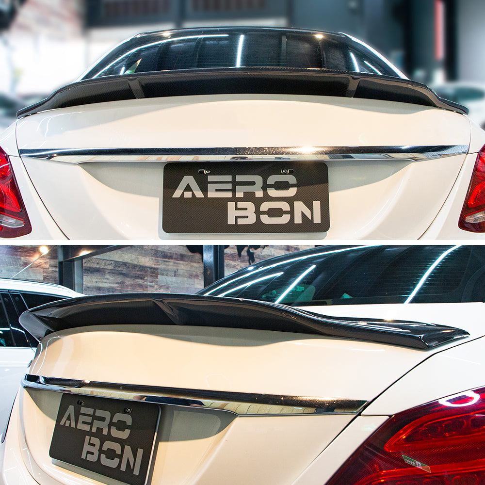AeroBon Real Carbon Fiber Trunk Spoiler Compatible with 2015-2021 Mercedes C Class W205 Sedan Rear Spoiler (R Style) Race Tail