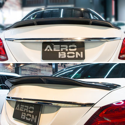 AeroBon Real Carbon Fiber Trunk Spoiler Compatible with 2015-2021 Mercedes C Class W205 Sedan Rear Spoiler (R Style) Race Tail