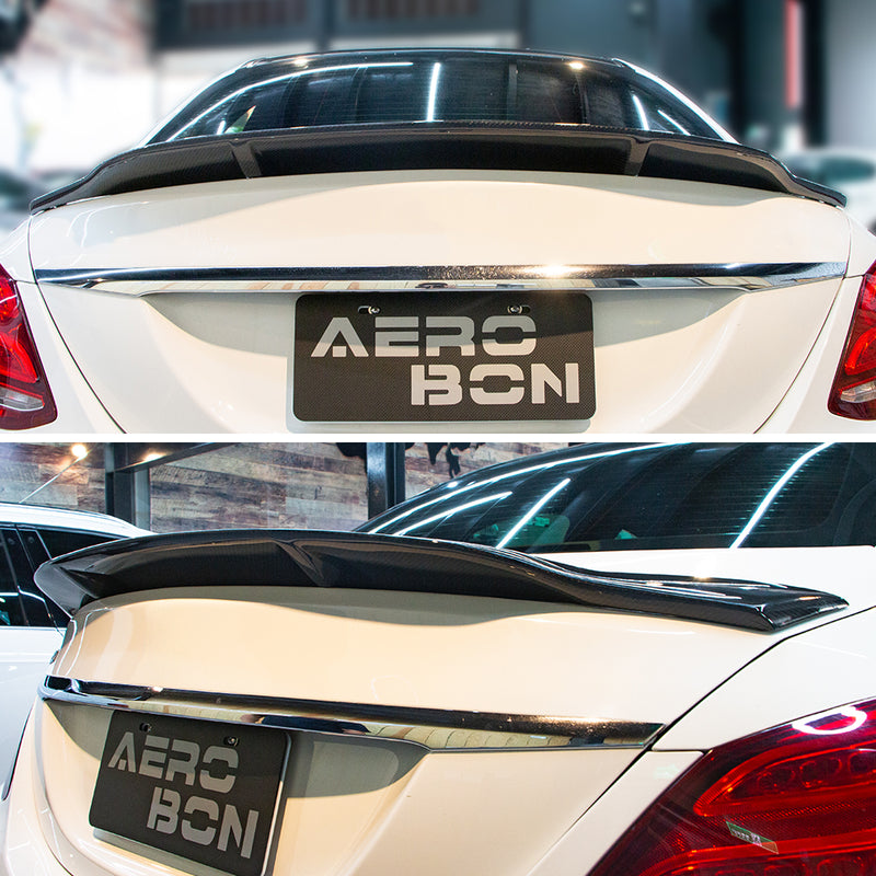 AeroBon Real Carbon Fiber Trunk Spoiler Compatible with 2015-2021 Mercedes C Class W205 Sedan Rear Spoiler (R Style) Race Tail