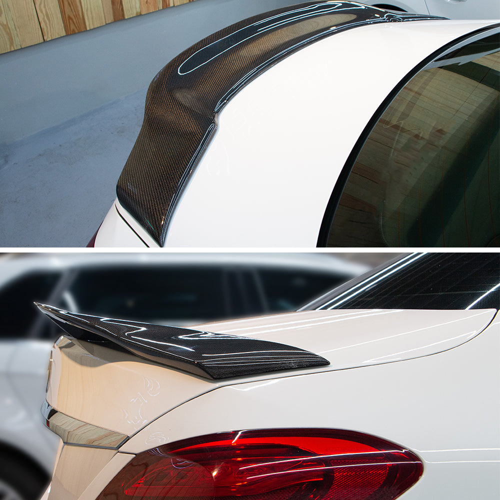 AeroBon Real Carbon Fiber Trunk Spoiler Compatible with 2015-2021 Mercedes C Class W205 Sedan Rear Spoiler (R Style) Race Tail