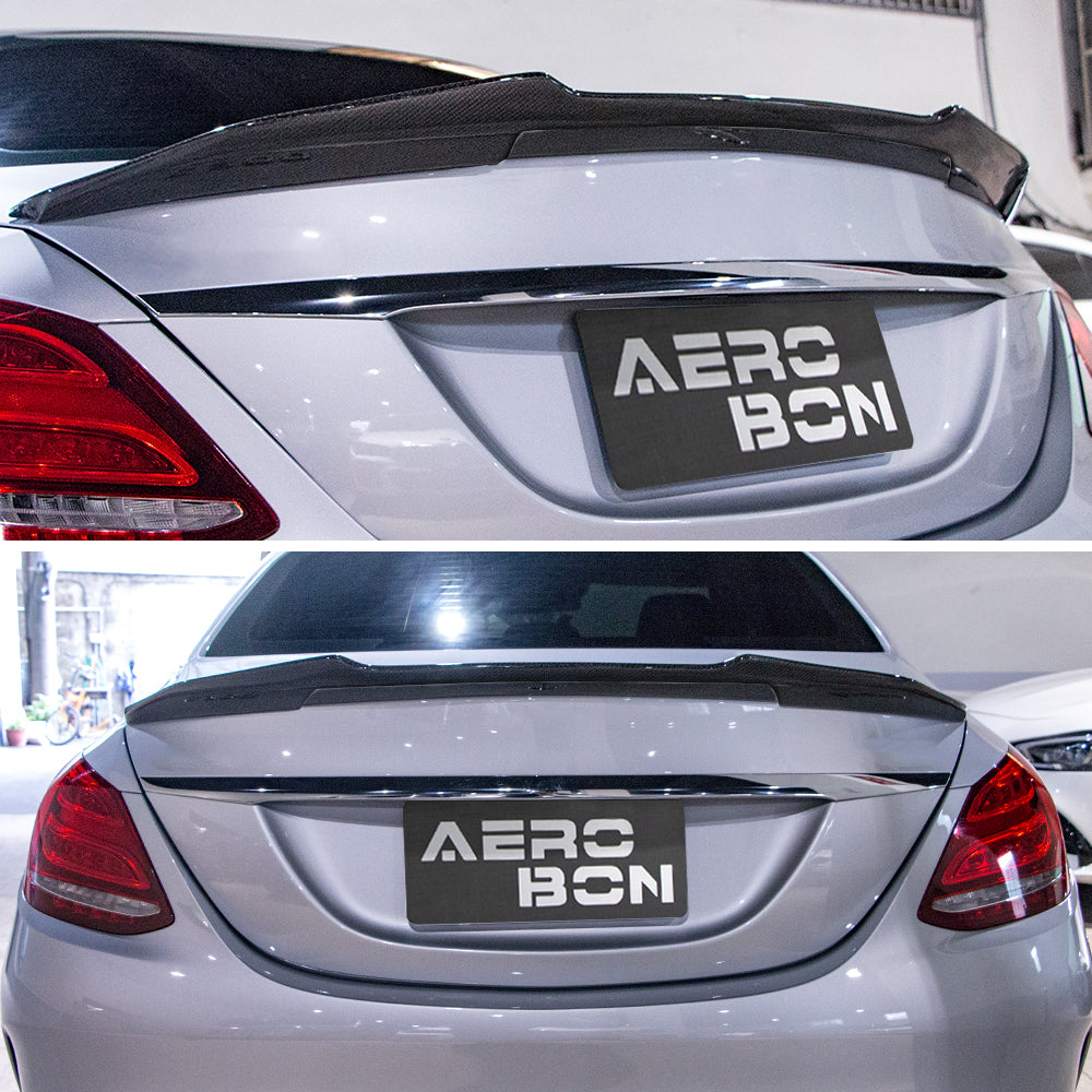 AeroBon Real Carbon Fiber Trunk Spoiler Compatible with 2017-2023 Mercedes E Class W213 Sedan Spoiler (H Style)