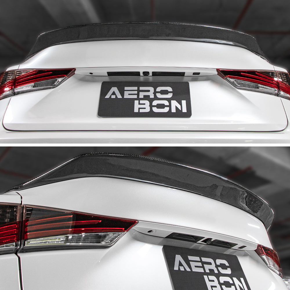 AeroBon Real Carbon Fiber Trunk Spoiler Compatible with 2014-2020 Lexus (XE30) IS250 IS300 IS350 Sedan Rear Spoiler (AR Style) Aero Race