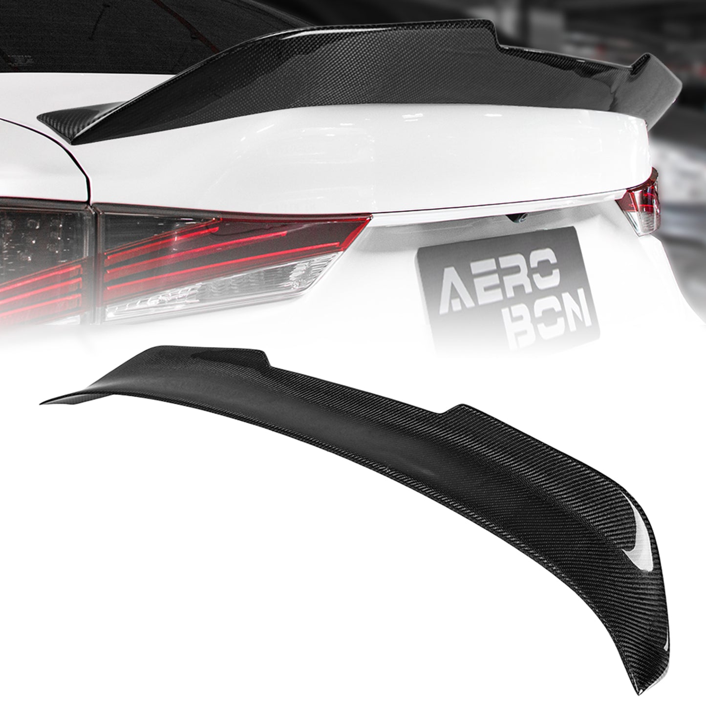 AeroBon Real Carbon Fiber Trunk Spoiler Compatible with 2014-2020 Lexus (XE30) IS250 IS300 IS350 Sedan (H Style) High Kick