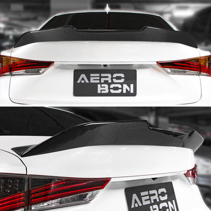 AeroBon Real Carbon Fiber Trunk Spoiler Compatible with 2014-2020 Lexus (XE30) IS250 IS300 IS350 Sedan (H Style) High Kick