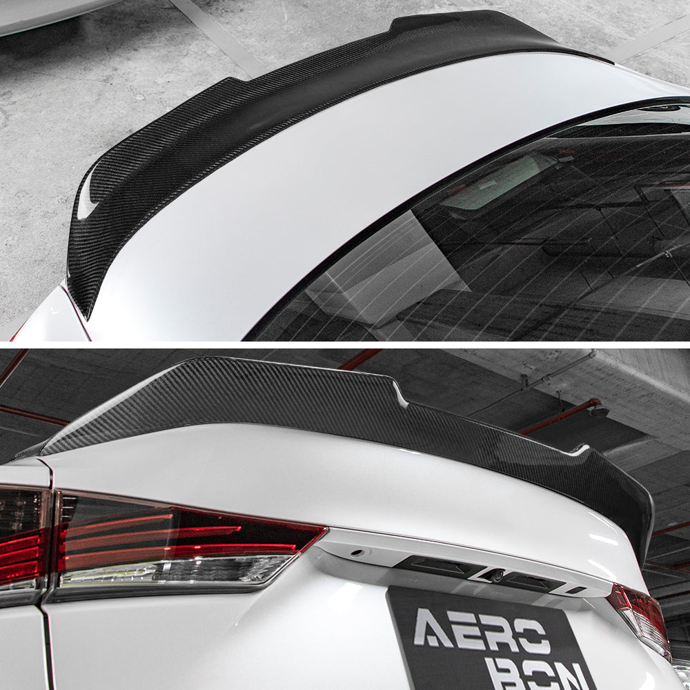 AeroBon Real Carbon Fiber Trunk Spoiler Compatible with 2014-2020 Lexus (XE30) IS250 IS300 IS350 Sedan (H Style) High Kick