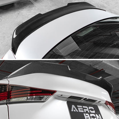 AeroBon Real Carbon Fiber Trunk Spoiler Compatible with 2014-2020 Lexus (XE30) IS250 IS300 IS350 Sedan (H Style) High Kick