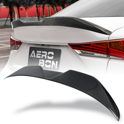 AeroBon Real Carbon Fiber Trunk Spoiler Compatible with 2014-2020 Lexus (XE30) IS250 IS300 IS350 Sedan Rear Spoiler (MP Style) Motorsport Performance