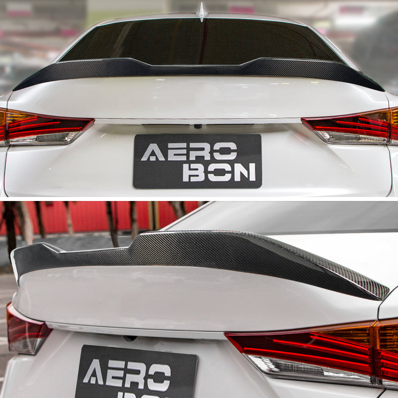 AeroBon Real Carbon Fiber Trunk Spoiler Compatible with 2014-2020 Lexus (XE30) IS250 IS300 IS350 Sedan Rear Spoiler (MP Style) Motorsport Performance