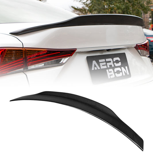 AeroBon Real Carbon Fiber Trunk Spoiler Compatible with 2014-2020 Lexus (XE30) IS250 IS300 IS350 Sedan Rear Spoiler (SP Style) Sport Plus
