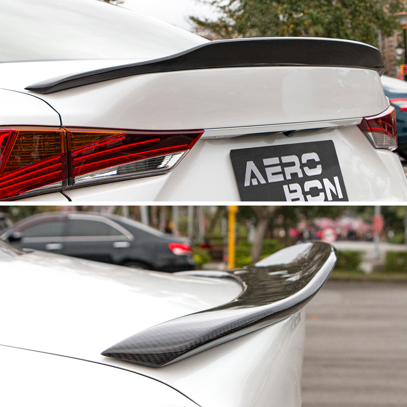 AeroBon Real Carbon Fiber Trunk Spoiler Compatible with 2014-2020 Lexus (XE30) IS250 IS300 IS350 Sedan Rear Spoiler (SP Style) Sport Plus