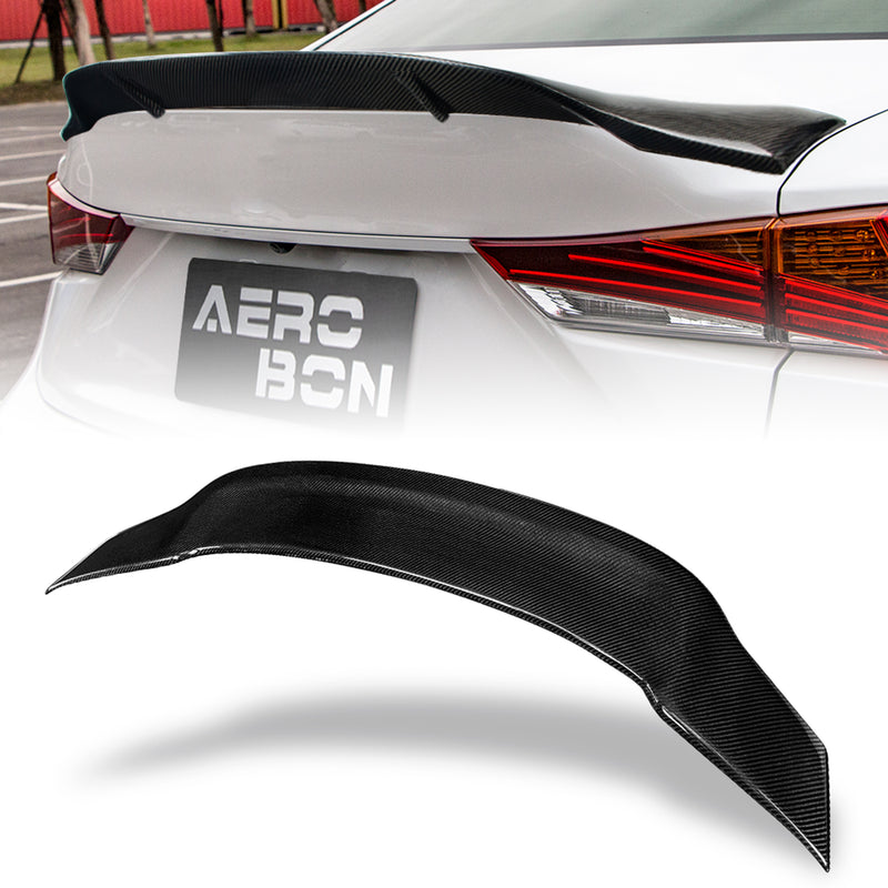 AeroBon Real Carbon Fiber Trunk Spoiler Compatible with 2014-2020 Lexus (XE30) IS250 IS300 IS350 Sedan Rear Spoiler (RT Style) Race Tail