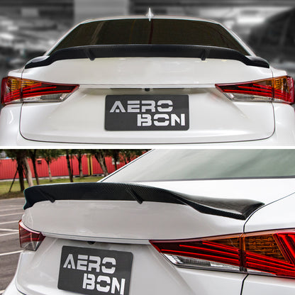 AeroBon Real Carbon Fiber Trunk Spoiler Compatible with 2014-2020 Lexus (XE30) IS250 IS300 IS350 Sedan Rear Spoiler (RT Style) Race Tail