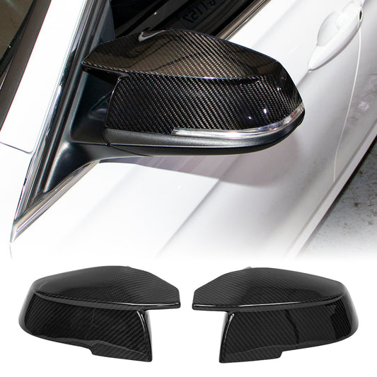 AeroBon Dry Carbon Fiber Mirror Cap Overlays Compatible with 2013-2018 BMW 3 Series F30 Sedan Mirror Caps (Add-On Style)
