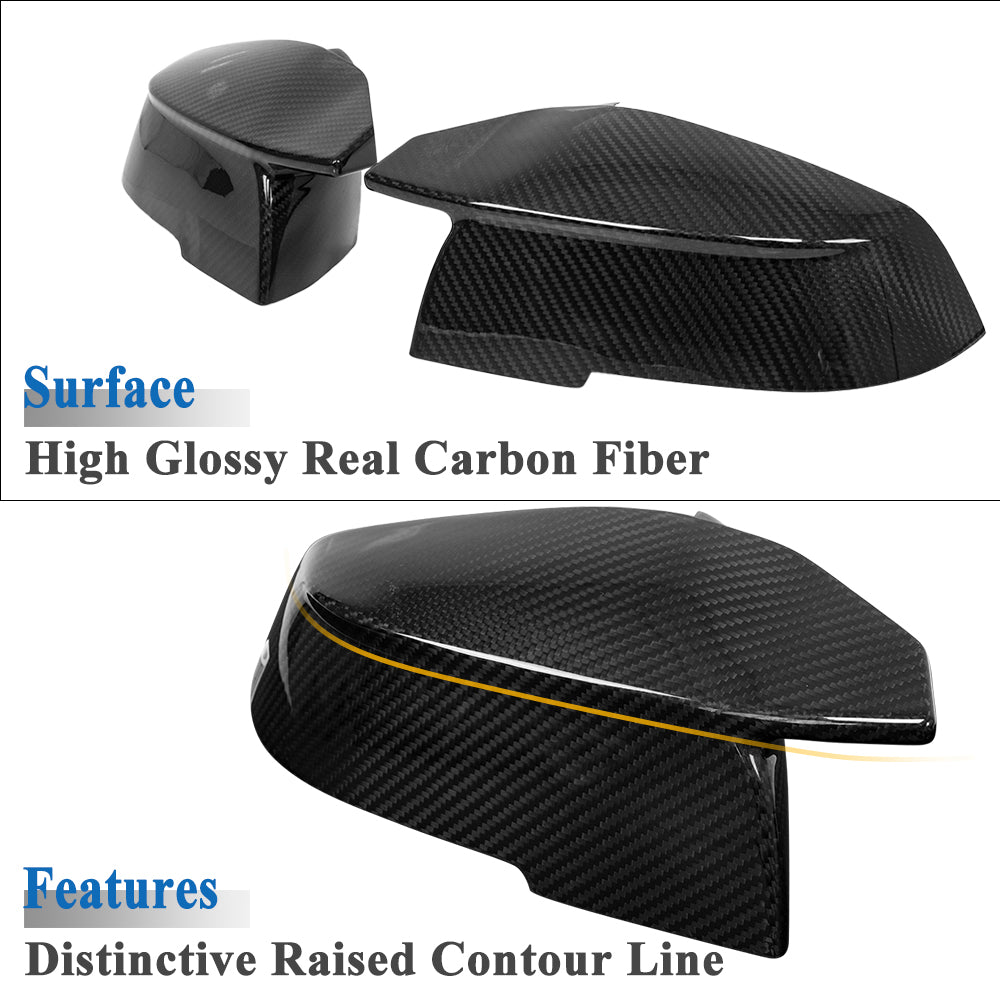 AeroBon Dry Carbon Fiber Mirror Cap Overlays Compatible with 2013-2018 BMW 3 Series F30 Sedan Mirror Caps (Add-On Style)