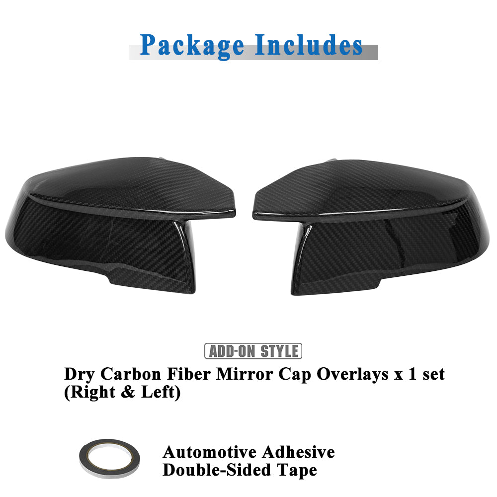 AeroBon Dry Carbon Fiber Mirror Cap Overlays Compatible with 2013-2018 BMW 3 Series F30 Sedan Mirror Caps (Add-On Style)
