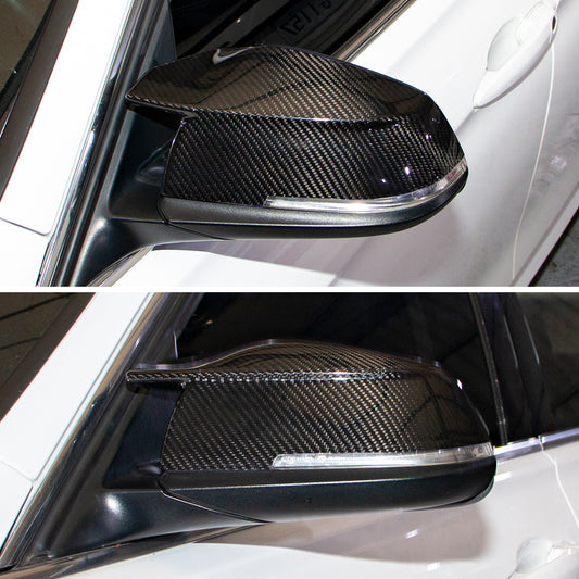 AeroBon CF Mirror Cap Overlays BMW 3 Series F30 (2013-2018) - installed on vehicle