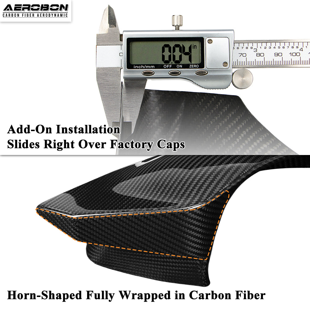 AeroBon Dry Carbon Fiber Mirror Cap Overlays Compatible with Infiniti 2014-2024 Q50 Q50S Mirror Caps (AC Style) Aggressive Curve