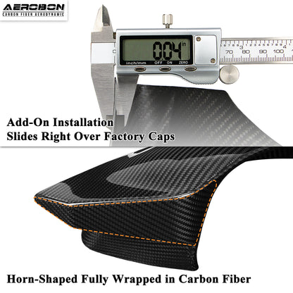 AeroBon Dry Carbon Fiber Mirror Cap Overlays Compatible with Infiniti 2014-2024 Q50 Q50S Mirror Caps (AC Style) Aggressive Curve