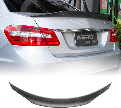 AeroBon Real Carbon Fiber Trunk Spoiler Compatible with 2010-2016 Mercedes E Class W212 Sedan Spoiler (H+ Style)