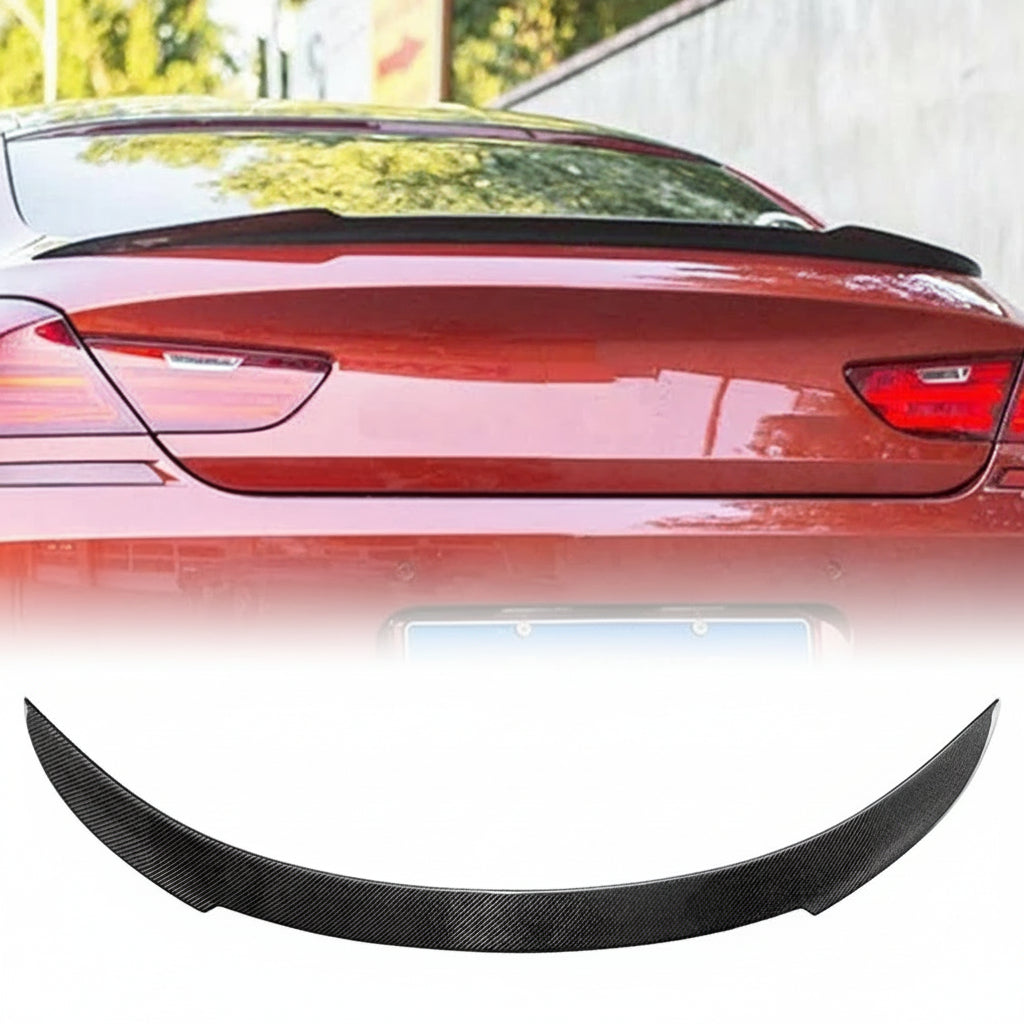 AeroBon Real Carbon Fiber Trunk Spoiler Compatible with 2012-2018 BMW 6-Series F06 M6 GC and F13 M6 Coupe (V Style)