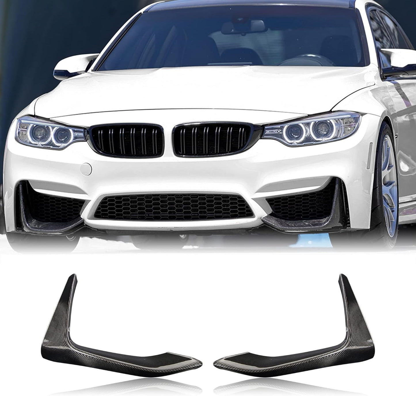 AeroBon Prepreg Dry Carbon Fiber Bumper Splitter Compatible with 2014-2020 BMW F80 M3 Sedan, F82 M4 Coupe, F83 M4 Convertible Bumper Cover