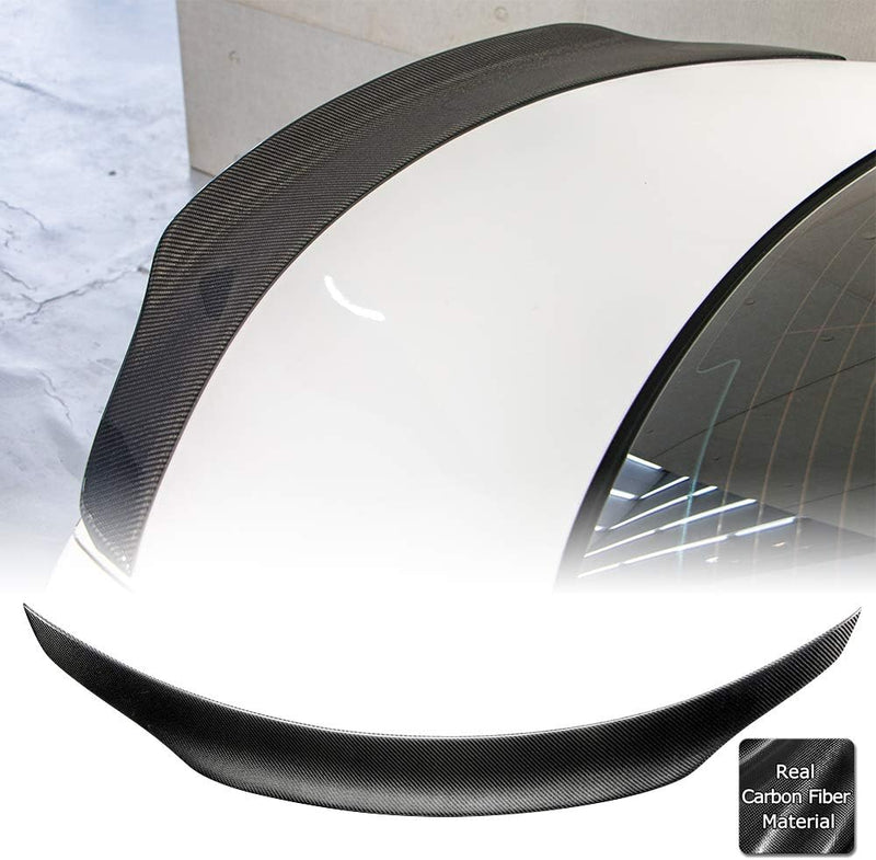 AeroBon Real Carbon Fiber Trunk Spoiler Compatible with 2017-2023 Infiniti Q60 Q60S Coupe Spoiler (H+ Style)
