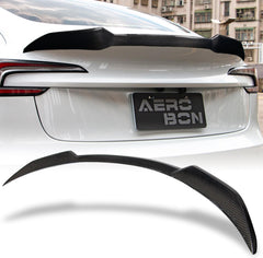 AeroBon Real Carbon Fiber Trunk Spoiler Compatible with 2024-2026 Tesla Model 3 Highland Rear Spoiler (MP Style)