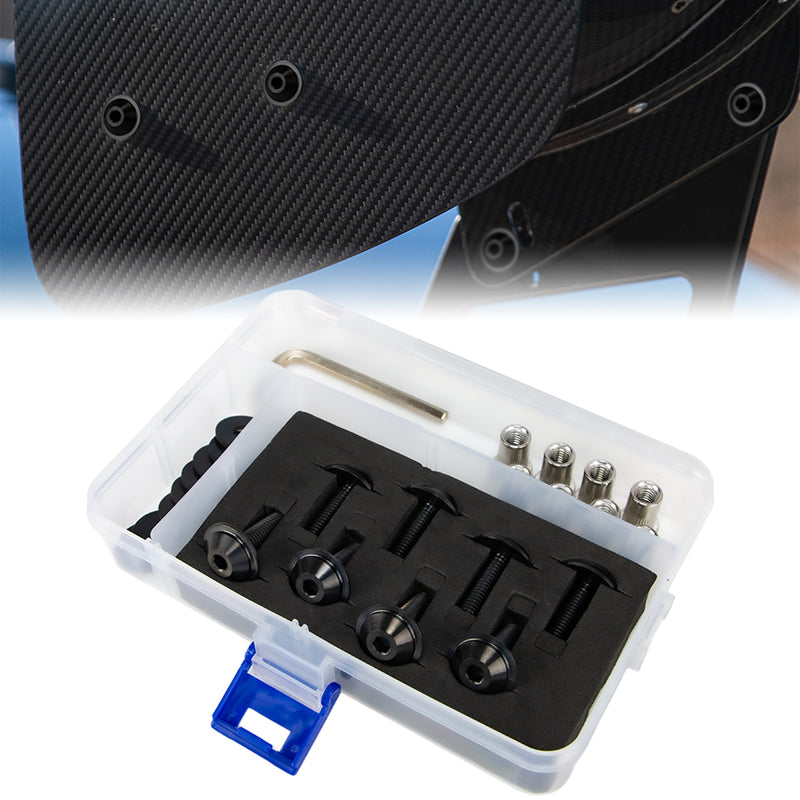 AeroBon Titanium Bolt Kit M6 x 20mm GR5 Button Head 18mm Head for Engine Bay Exterior Body Panels and Motorcycle Dress Up (Black)