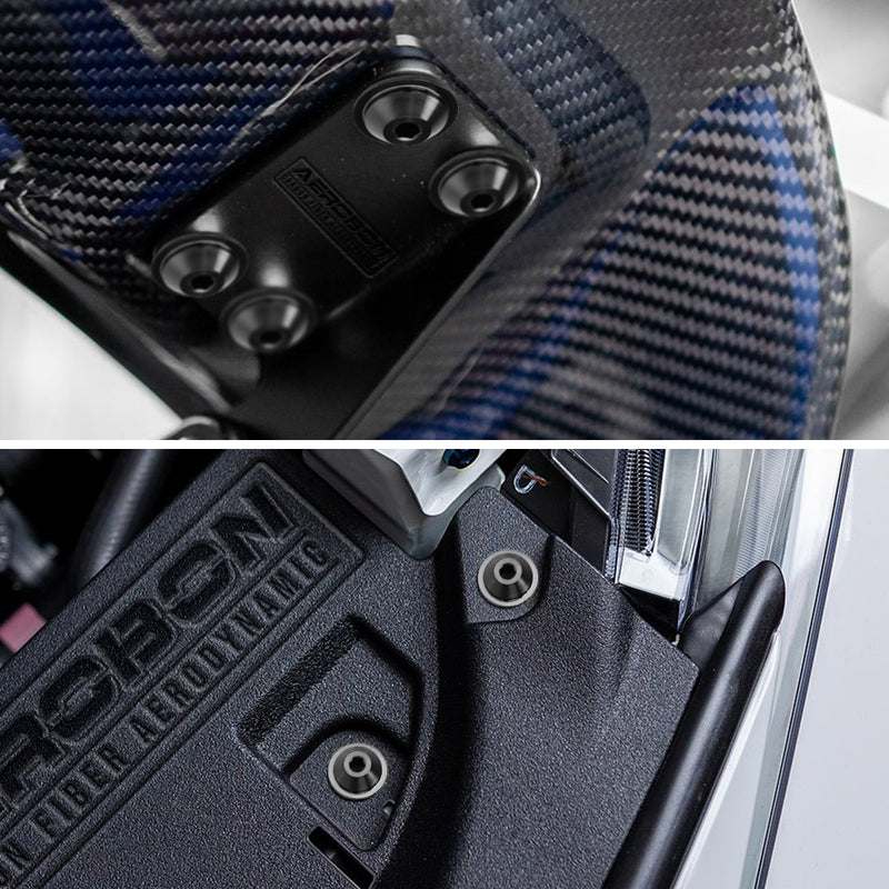 AeroBon Titanium Bolt Kit M6 x 20mm GR5 Button Head 18mm Head for Engine Bay Exterior Body Panels and Motorcycle Dress Up (Black)