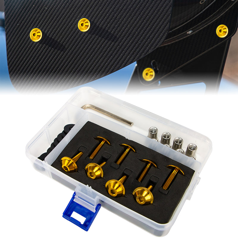 AeroBon Titanium Bolt Kit M6 x 20mm GR5 Button Head 18mm Head for Engine Bay Exterior Body Panels and Motorcycle Dress Up (Gold)