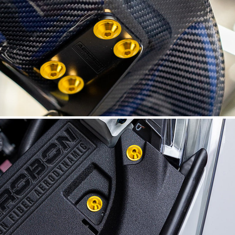 AeroBon Titanium Bolt Kit M6 x 20mm GR5 Button Head 18mm Head for Engine Bay Exterior Body Panels and Motorcycle Dress Up (Gold)