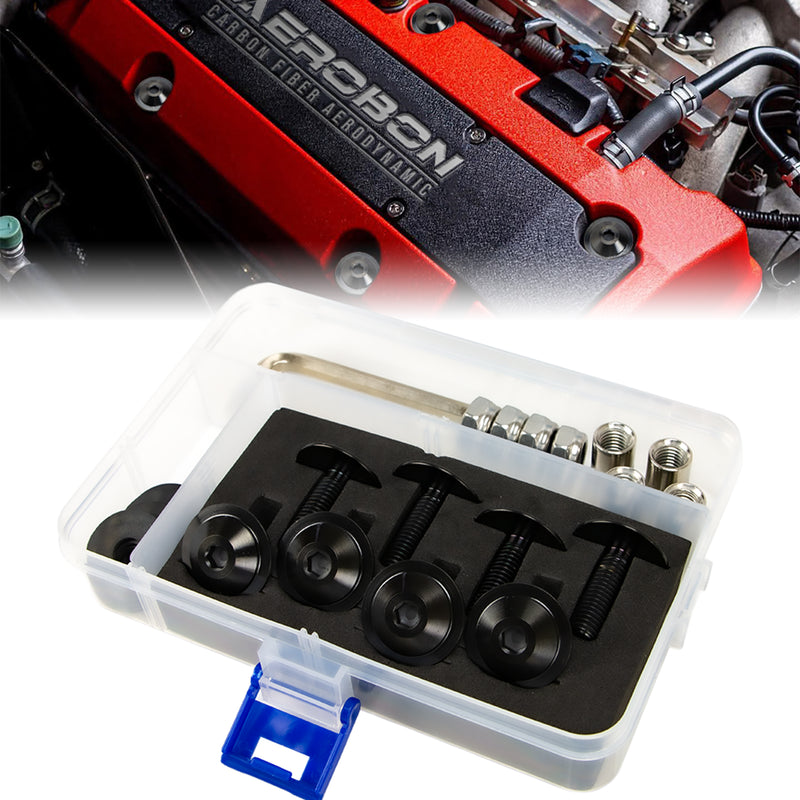 AeroBon Titanium Alloy Bolt Kit M8 x 25mm GR5 Button Head 24mm for Engine Bay Body Panels and Exterior Mounting Dress Up (Black)