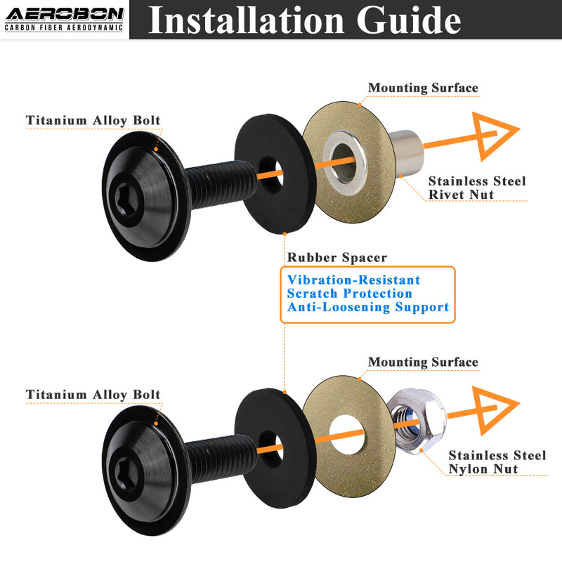 AeroBon Titanium Alloy Bolt Kit M8 x 25mm GR5 Button Head 24mm for Engine Bay Body Panels and Exterior Mounting Dress Up (Black)