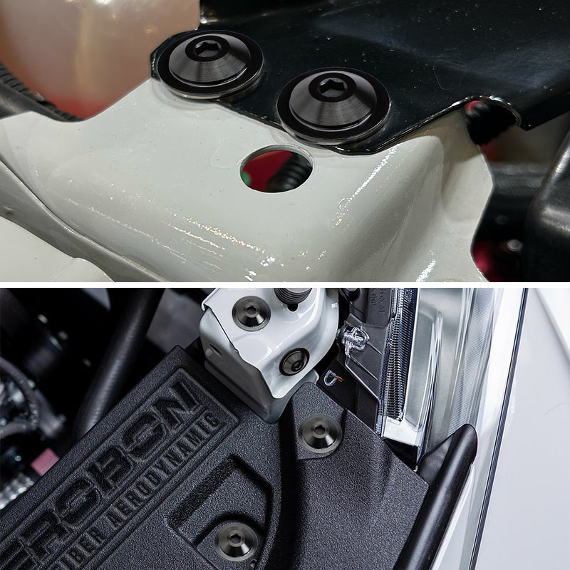 AeroBon Titanium Alloy Bolt Kit M8 x 25mm GR5 Button Head 24mm for Engine Bay Body Panels and Exterior Mounting Dress Up (Black)