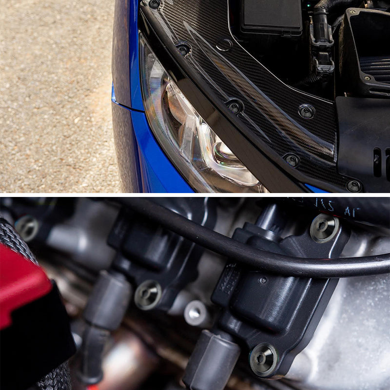 AeroBon Titanium Alloy Bolt Kit M8 x 25mm GR5 Button Head 24mm for Engine Bay Body Panels and Exterior Mounting Dress Up (Black)