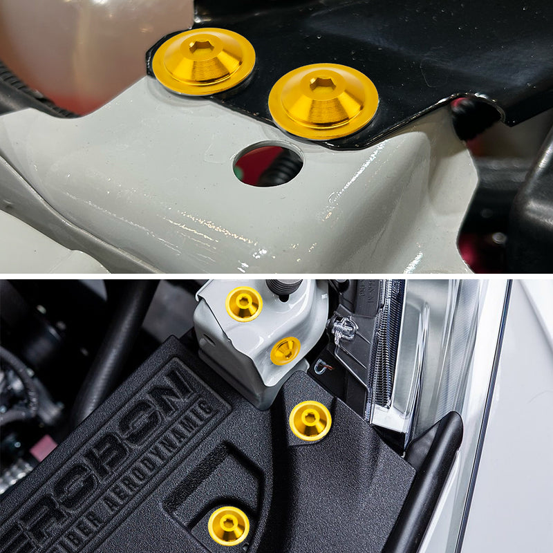 AeroBon Titanium Alloy Bolt Kit M8 x 25mm GR5 Button Head 24mm for Engine Bay Body Panels and Exterior Mounting Dress Up (Glod)