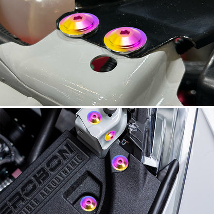 AeroBon Titanium Alloy Bolt Kit M8 x 25mm GR5 Button Head 24mm for Engine Bay Body Panels and Exterior Mounting Dress Up (Rainbow)