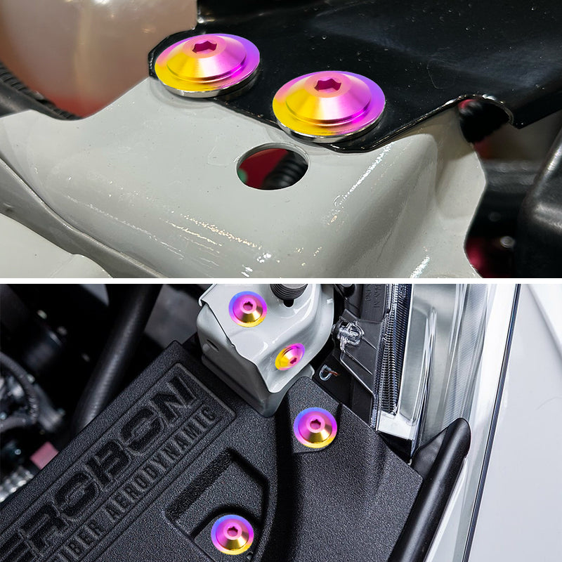 AeroBon Titanium Alloy Bolt Kit M8 x 25mm GR5 Button Head 24mm for Engine Bay Body Panels and Exterior Mounting Dress Up (Rainbow)