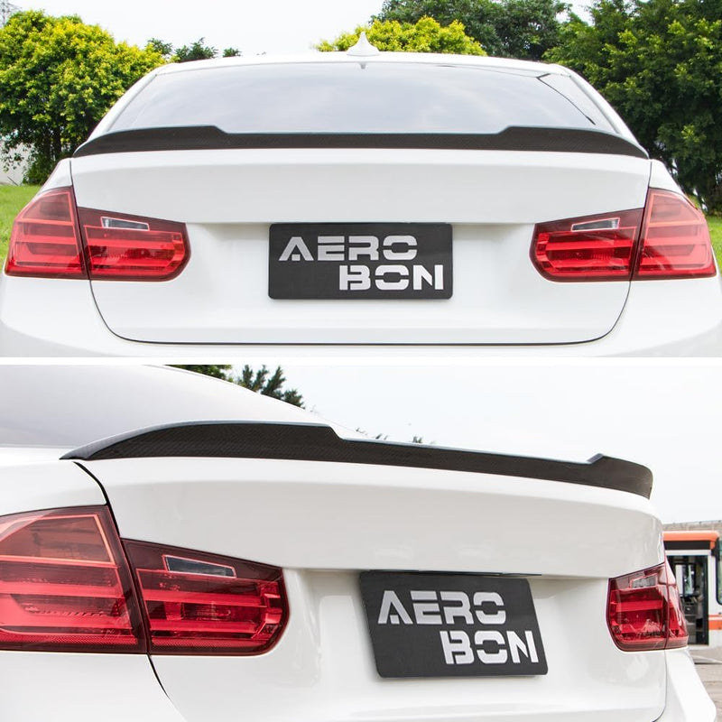 AeroBon Real Carbon Fiber Trunk Spoiler Compatible with 2013-2018 BMW 3 Series F30 Sedan F80 M3 Rear Spoiler (CS Style)