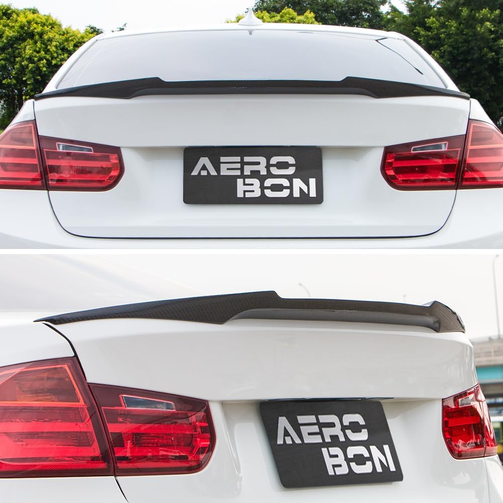 AeroBon Real Carbon Fiber Trunk Spoiler Compatible with 2013-2018 BMW 3 Series F30 Sedan F80 M3 Rear Spoiler (MV Style)
