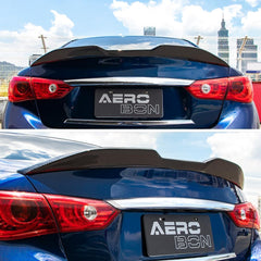 AeroBon Real Carbon Fiber Trunk Spoiler Compatible with 2014-2024 Infiniti Q50 Q50S Spoiler (MP Style 2024 Design)